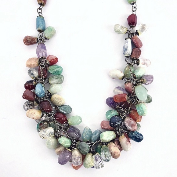 Multicolored Real Stone Beaded Necklace - Picture 10 of 10